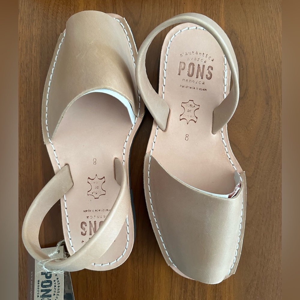 PONS Leather Sandals Tan Size 8 / 38 NWT